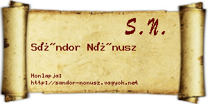 Sándor Nónusz névjegykártya